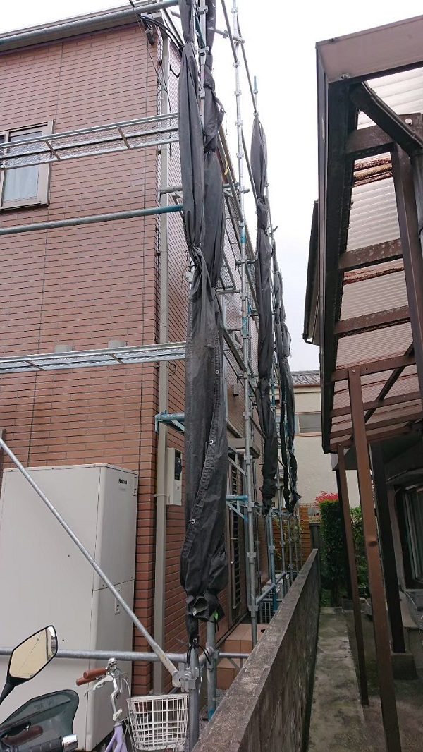 東京都立川市　外壁塗装　屋根塗装　防水工事　近隣の方へのご挨拶　足場設置 (3)