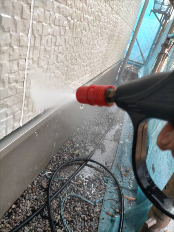 東京都立川市　S様邸　外壁塗装　下地処理　高圧洗浄作業