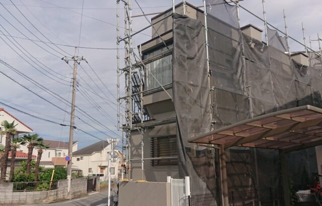 東京都国立市　K様邸　屋根・外壁塗装工事　足場の組み立て・設置