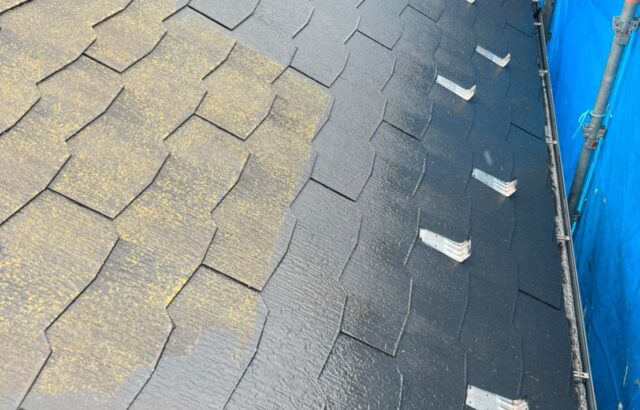 東京都立川市　K様邸　屋根塗装工事　下地処理　高圧洗浄作業