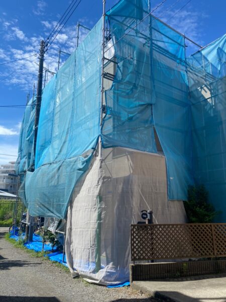 東京都立川市　O様邸　屋根・外壁塗装工事　足場の仮設