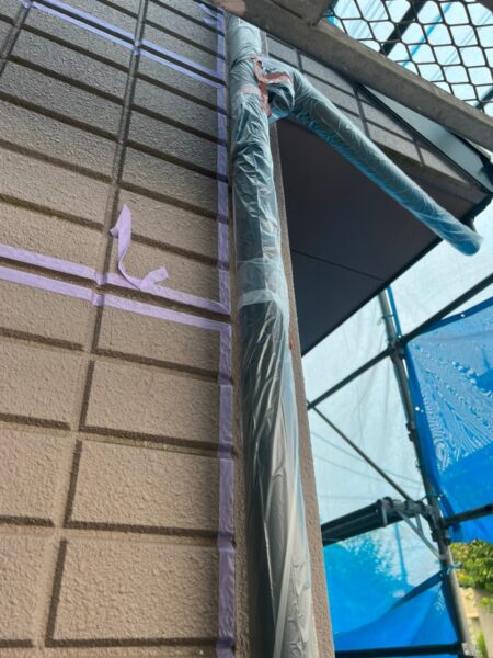 東京都立川市　O様邸　外壁塗装工事　塗装前の養生作業