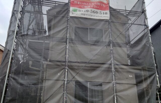 東京都立川市　T様邸　屋根・外壁塗装　塗装工事で不可欠な足場を設置しました！