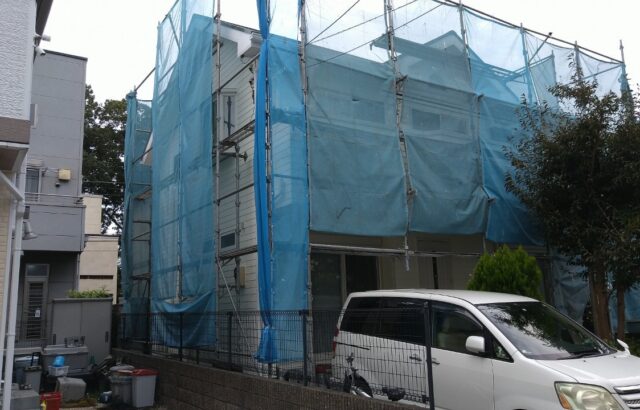 東京都立川市　U様邸　外壁塗装工事　上塗り完了して足場解体をおこないました！